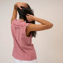 Red Gingham Blair Ruffle Collar Top