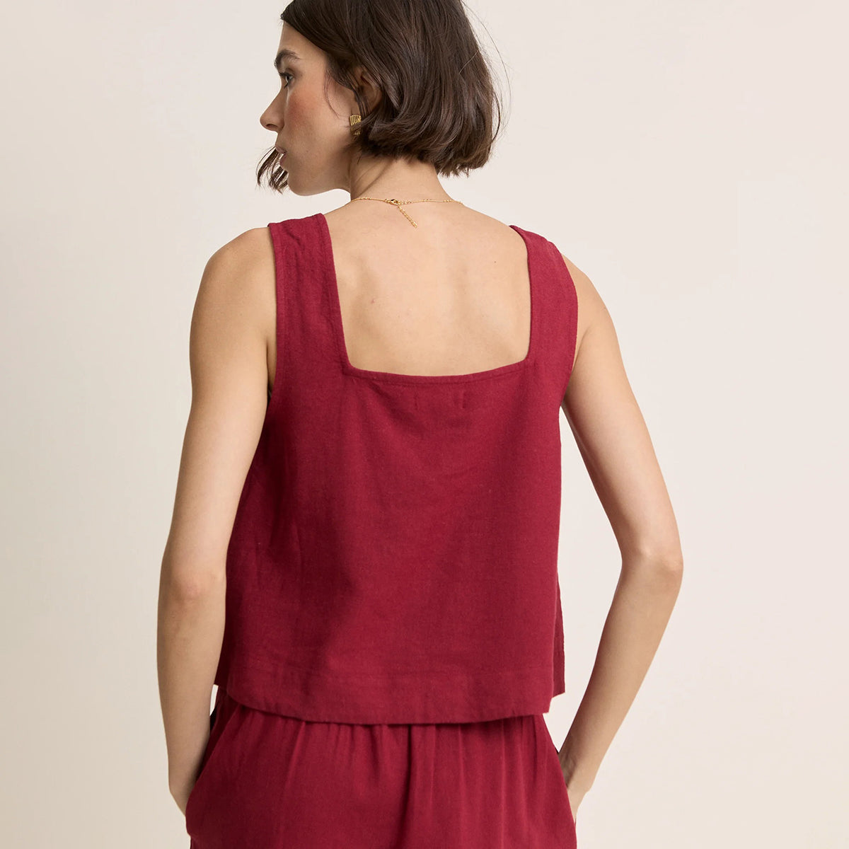 Red Linen Stanley Top