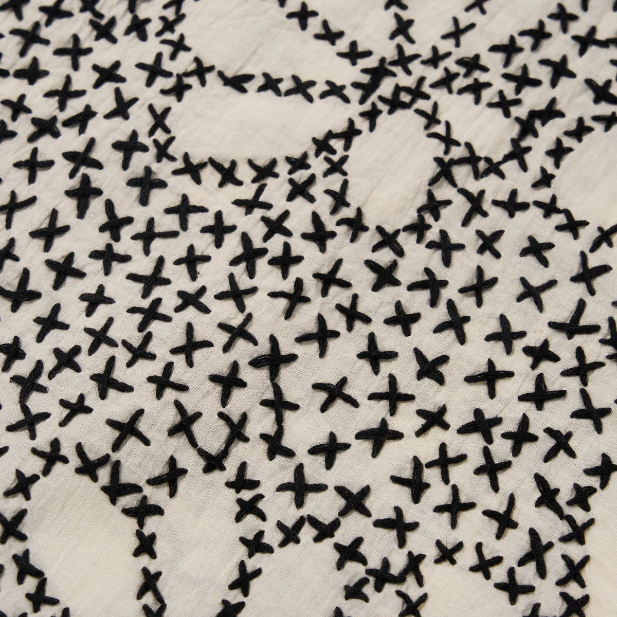 Ecru/Black Kantha Flower Road Shirt