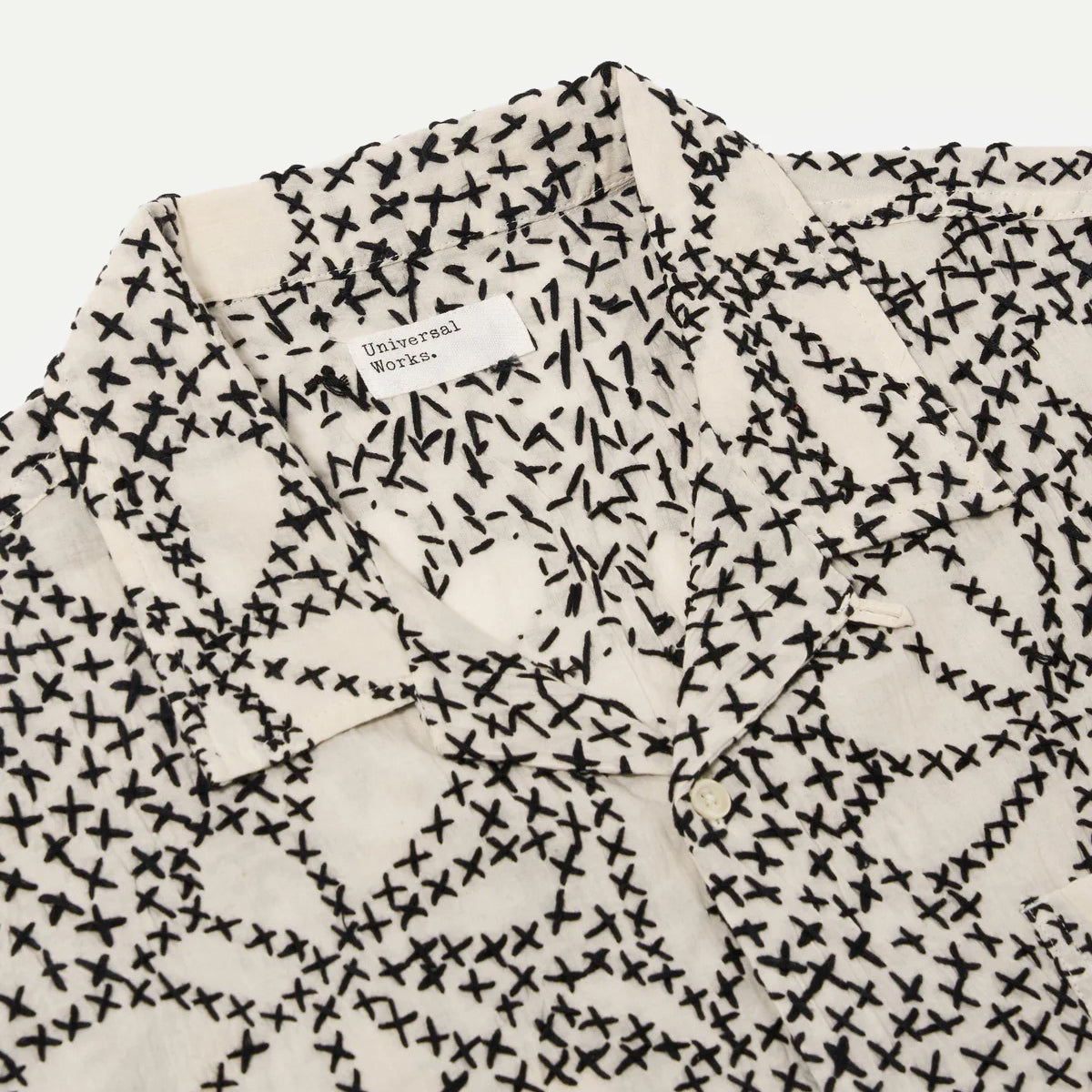 Ecru/Black Kantha Flower Road Shirt