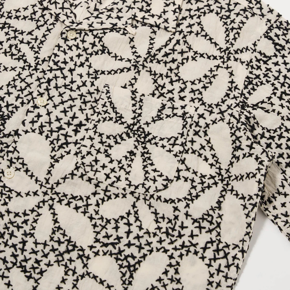 Ecru/Black Kantha Flower Road Shirt