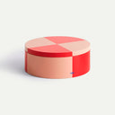 Red/Soft Pink Round Tin Container