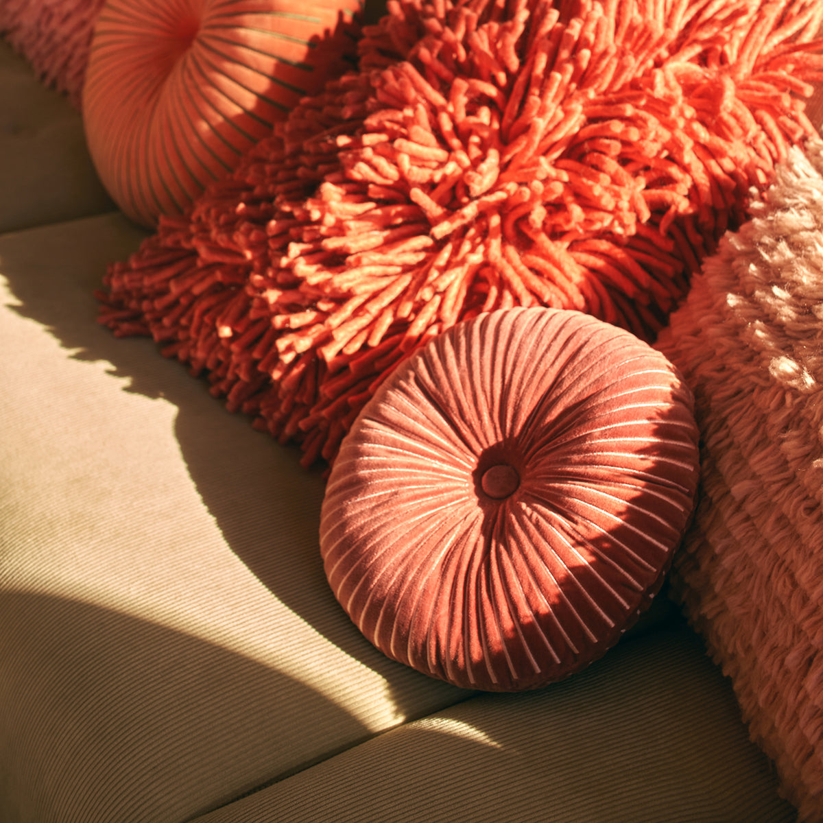 Burgandy Round Ripple Cushion