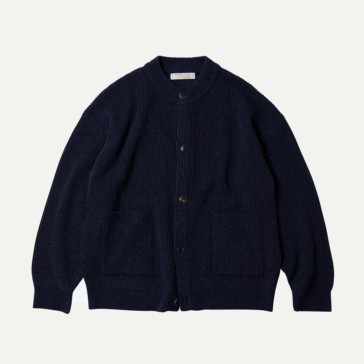Indigo Heavy Wool Round Cardigan