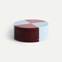 Burgundy/Ice Blue Round Tin Container