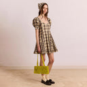 Cardamon Mix Check Sabina Mini Godet Dress