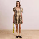 Cardamon Mix Check Sabina Mini Godet Dress