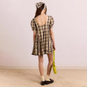 Cardamon Mix Check Sabina Mini Godet Dress