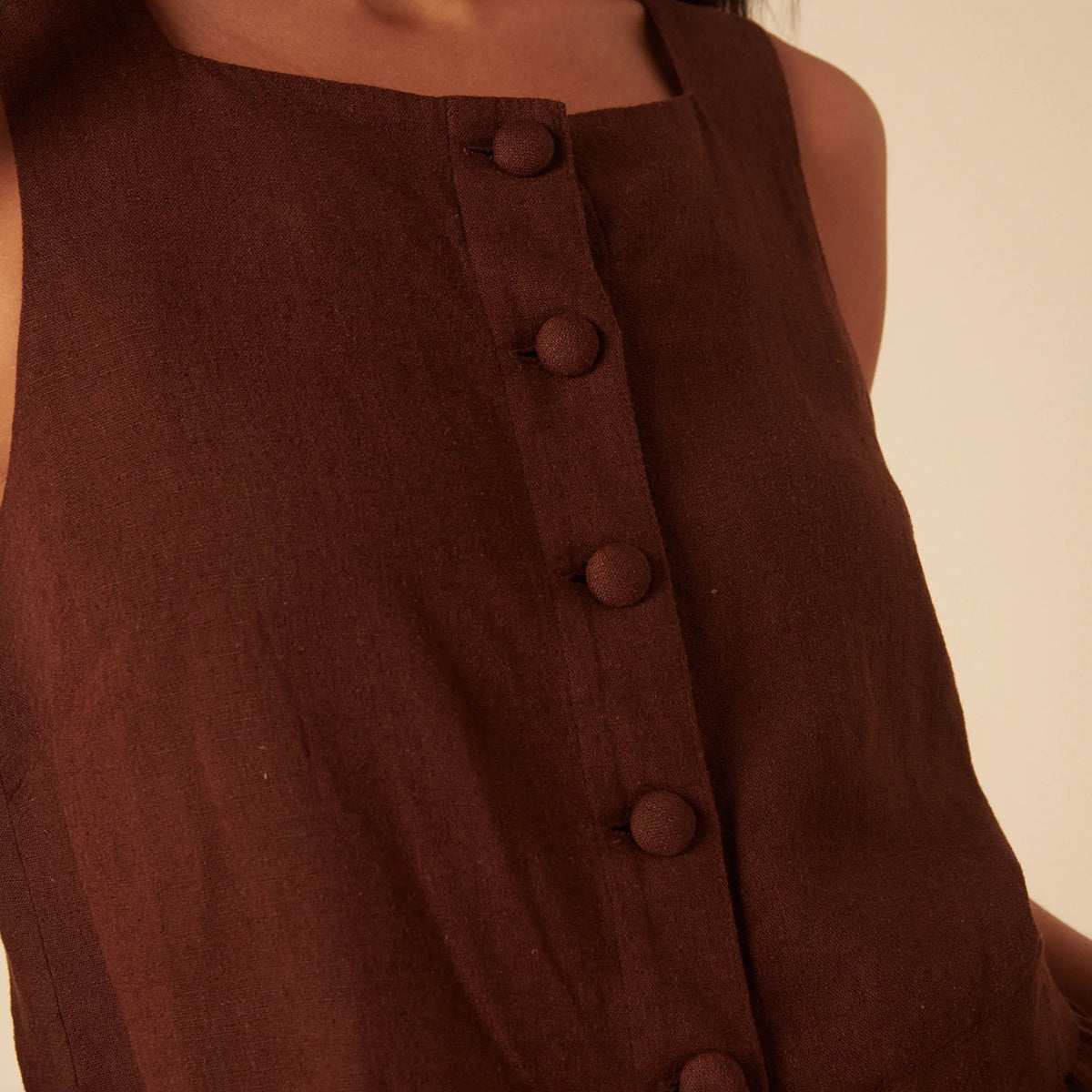 Brown Sammie Button Tank