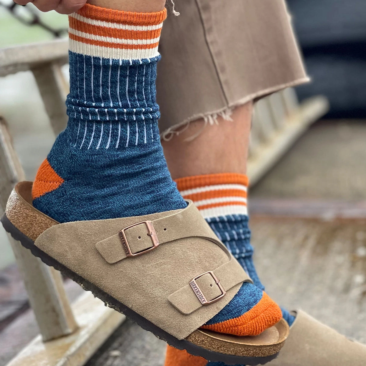Navy/Orange Sannick Crew Sock