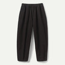 Black Brushed Cotton Sculpted Leg Canvas Trousers