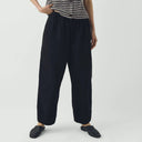 Black Brushed Cotton Sculpted Leg Canvas Trousers