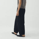 Black Brushed Cotton Sculpted Leg Canvas Trousers