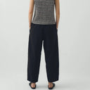 Black Brushed Cotton Sculpted Leg Canvas Trousers