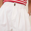 White Pleated High Waisted Short