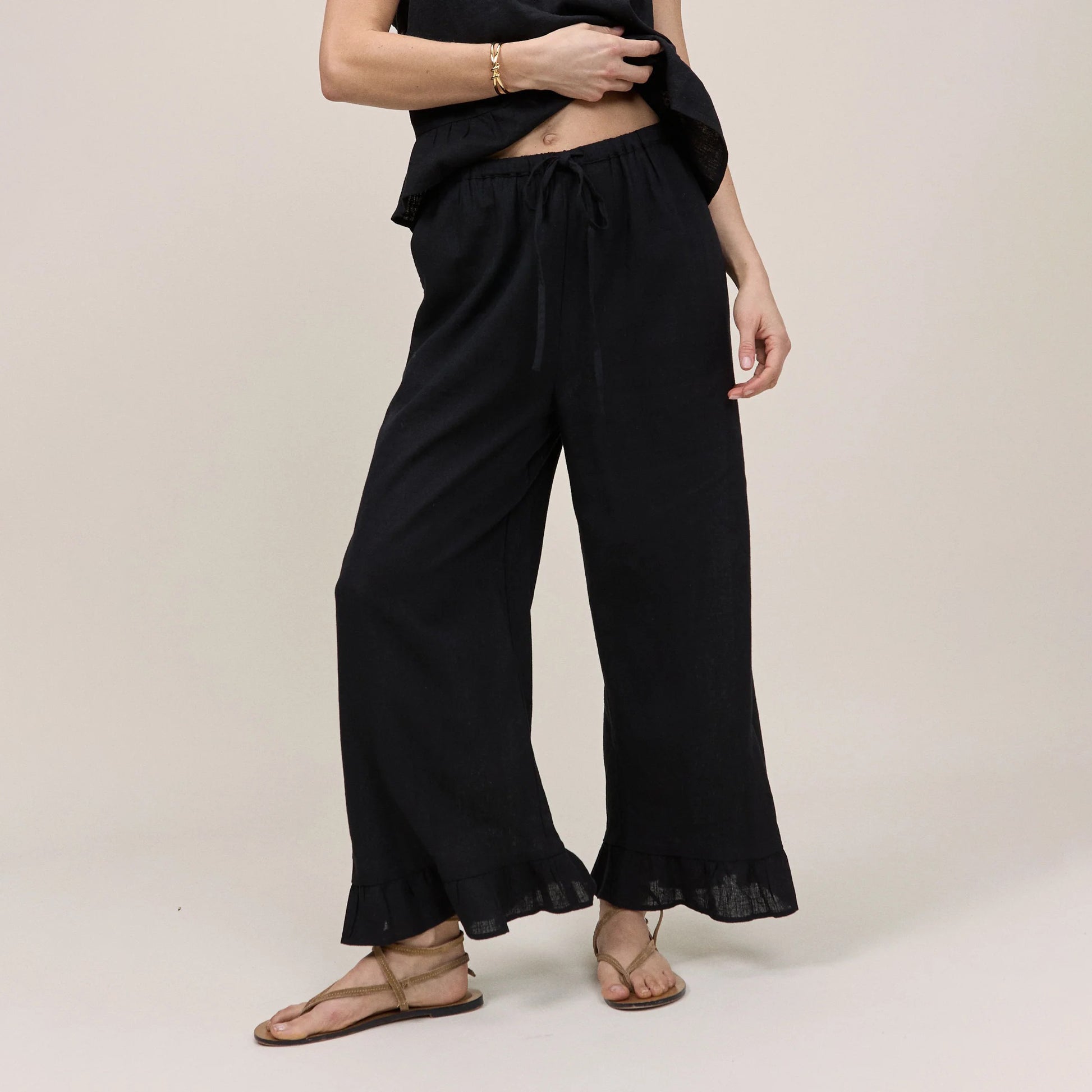Black Sia Linen Trouser