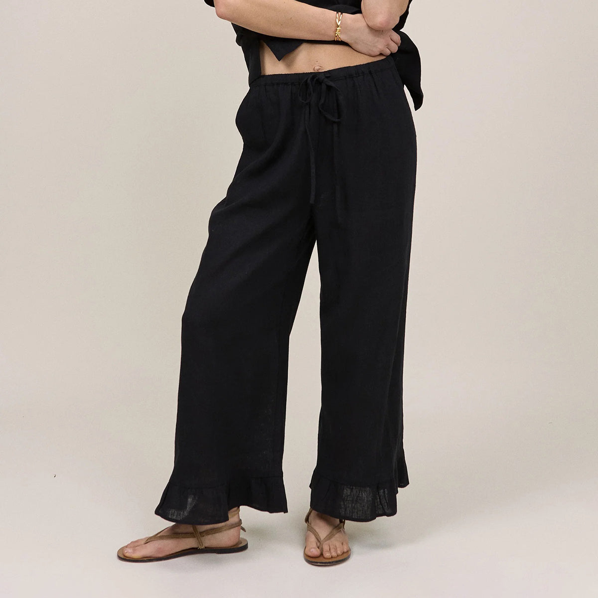 Black Sia Linen Trouser