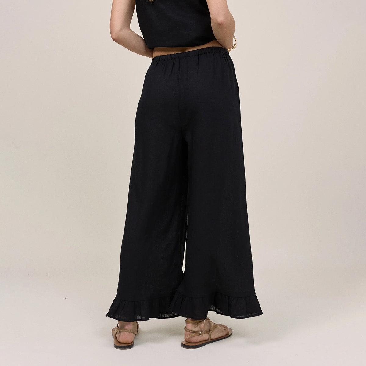 Black Sia Linen Trouser