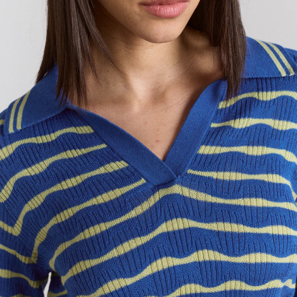 Blue/Mint Merino Blend Silvia Polo Jumper