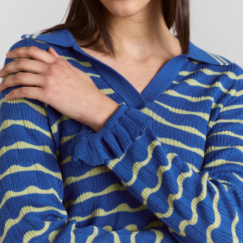 Blue/Mint Merino Blend Silvia Polo Jumper