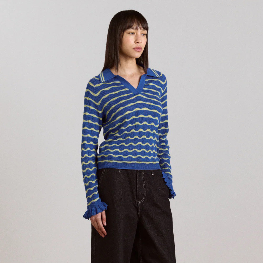 Blue/Mint Merino Blend Silvia Polo Jumper