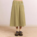Basil Stripe Caspia Volume Midi Skirt