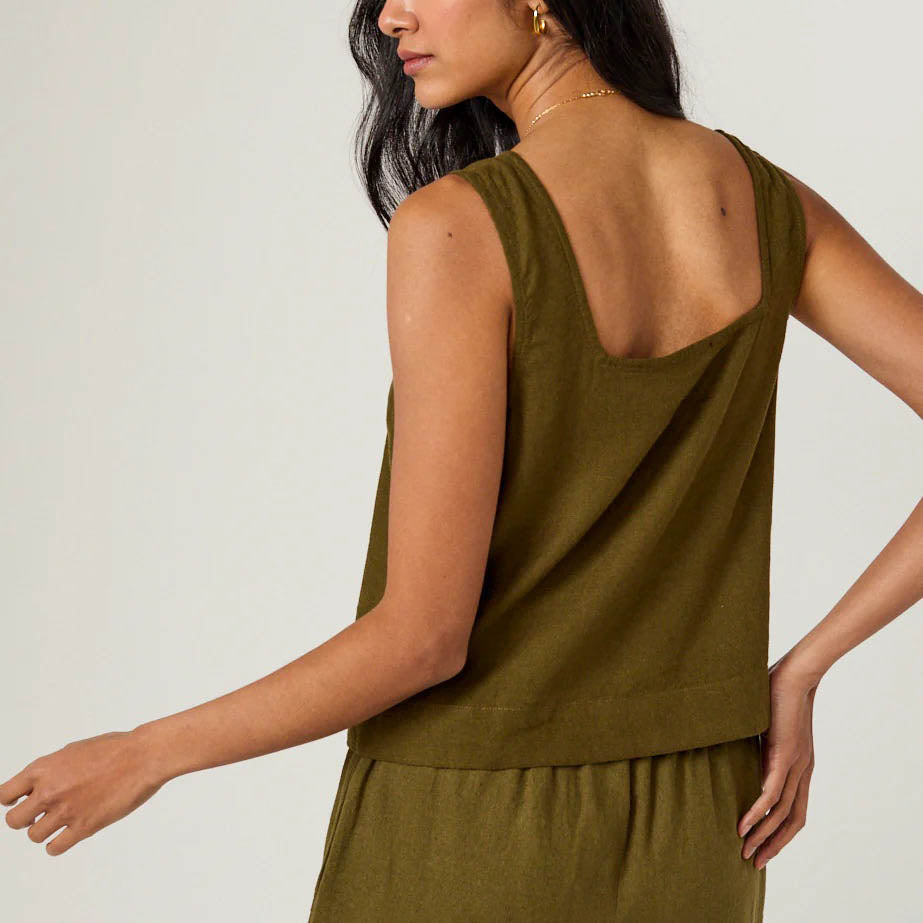 Khaki Green Linen Stanley Top