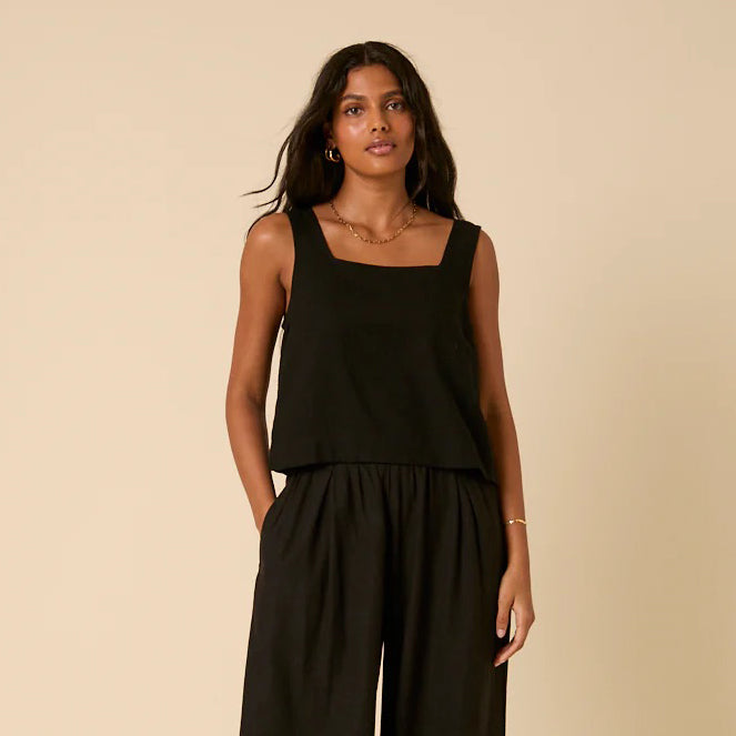 Black Linen Stanley Top