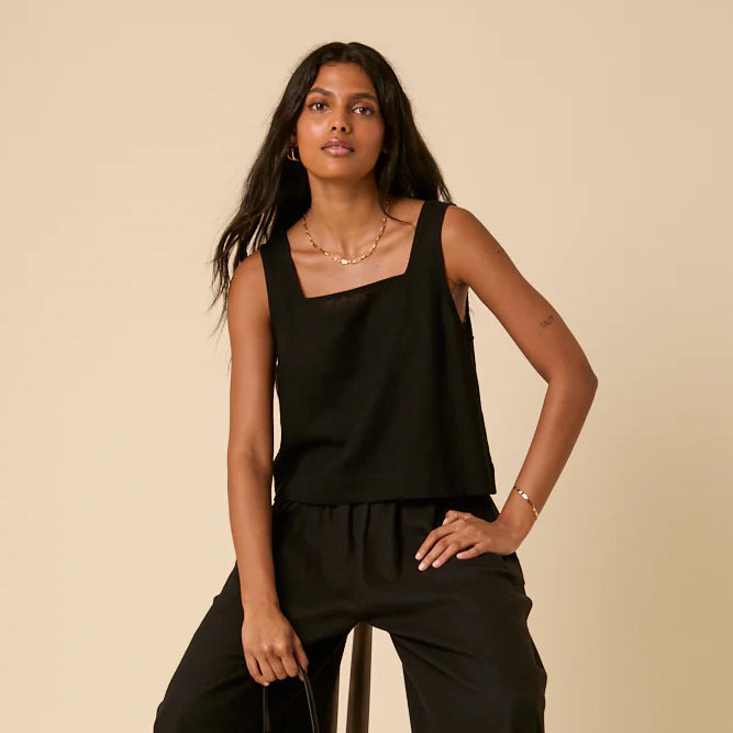 Black Linen Stanley Top