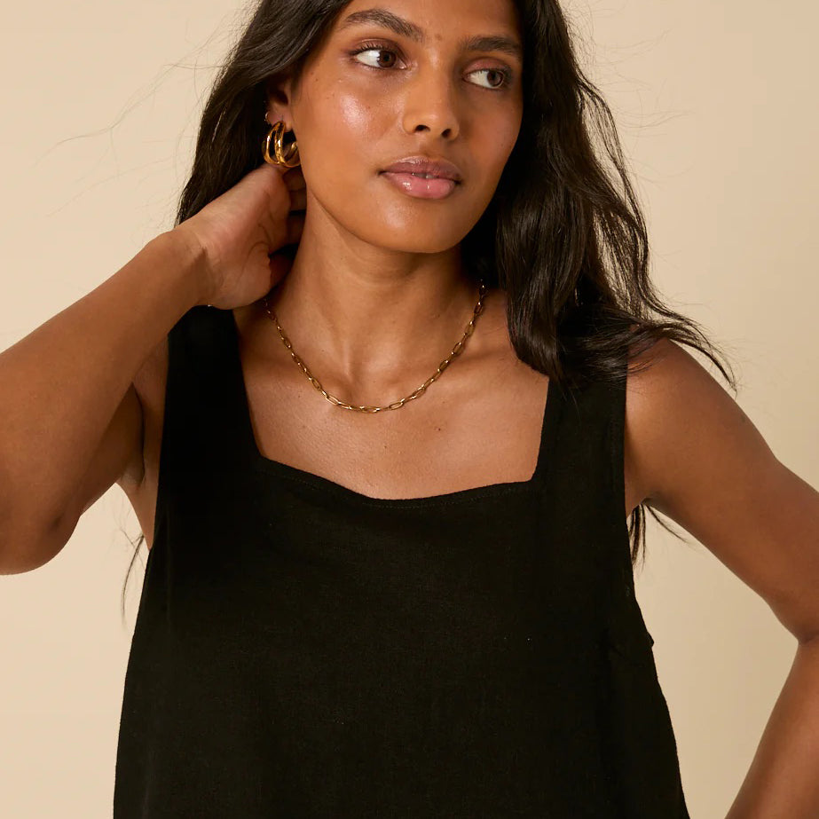 Black Linen Stanley Top