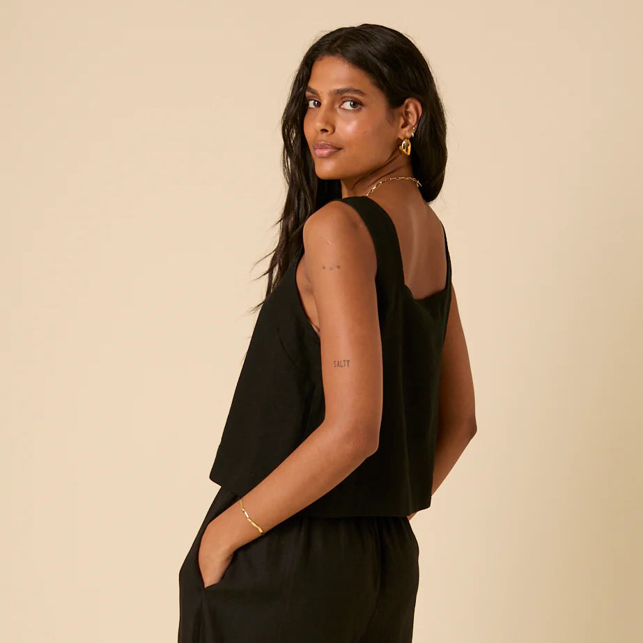 Black Linen Stanley Top