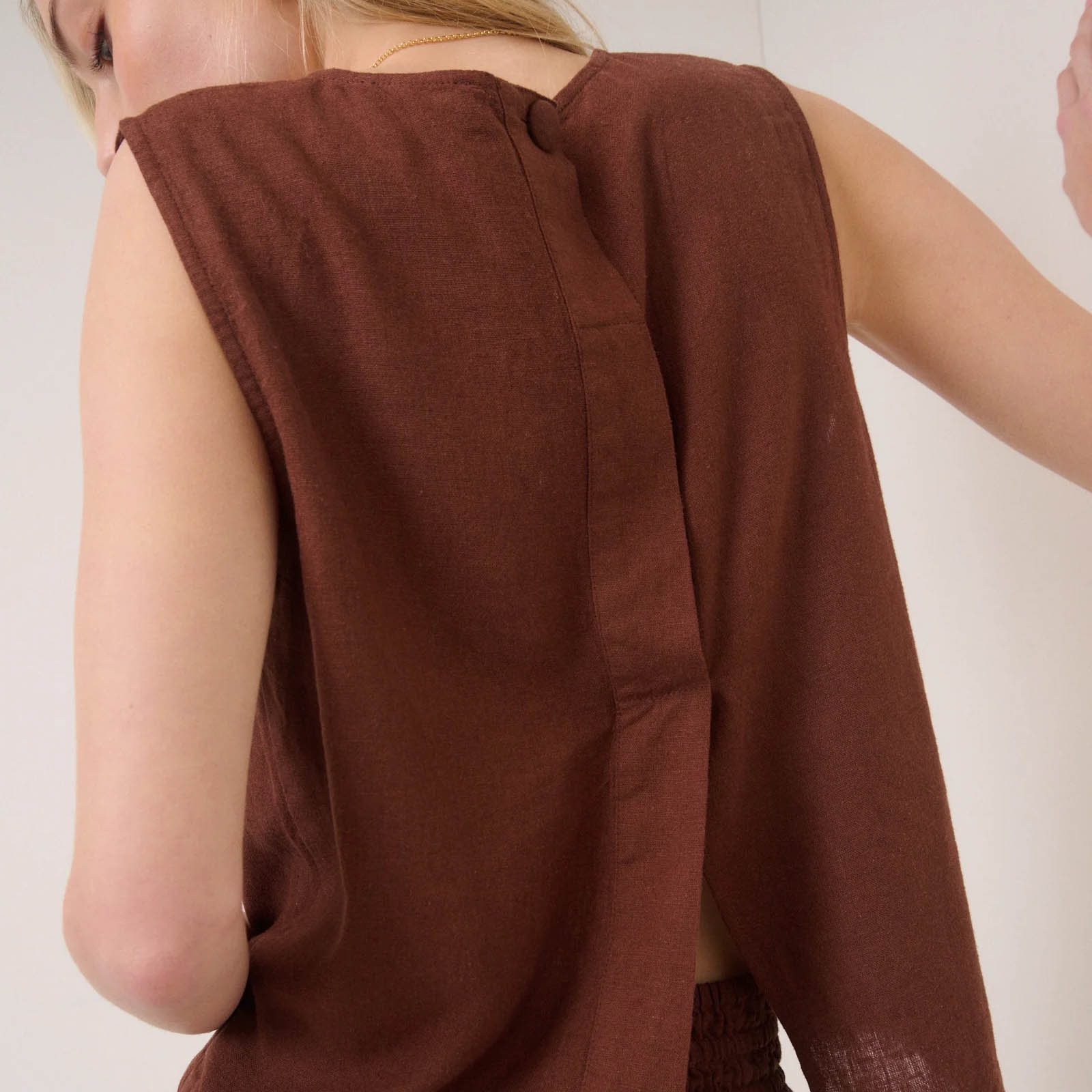 Brown Linen Stirling Tank Top