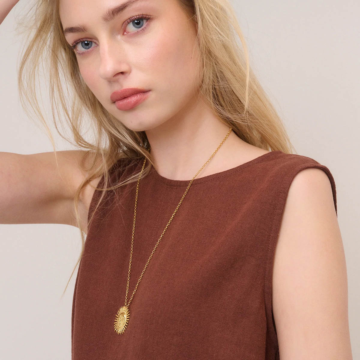 Brown Linen Stirling Tank Top