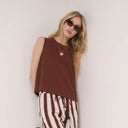 Brown Linen Stirling Tank Top