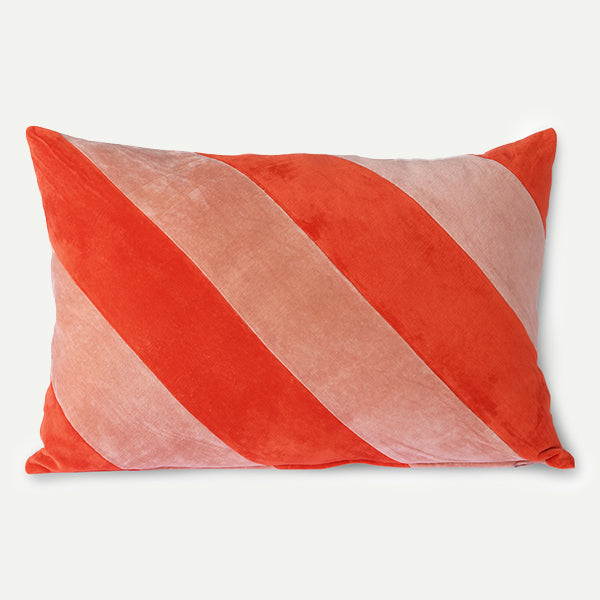 Red/Pink Striped Velvet Cushion