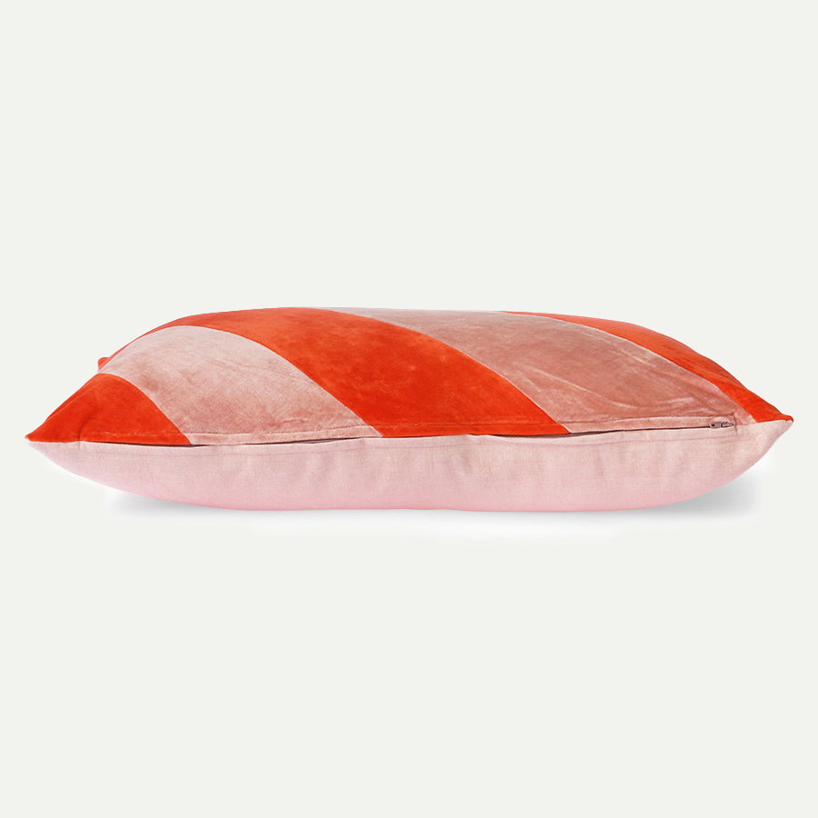 Red/Pink Striped Velvet Cushion