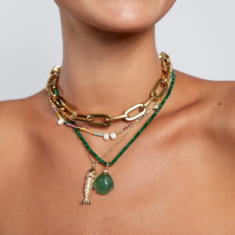 Green Jade Little Swimmer Necklace