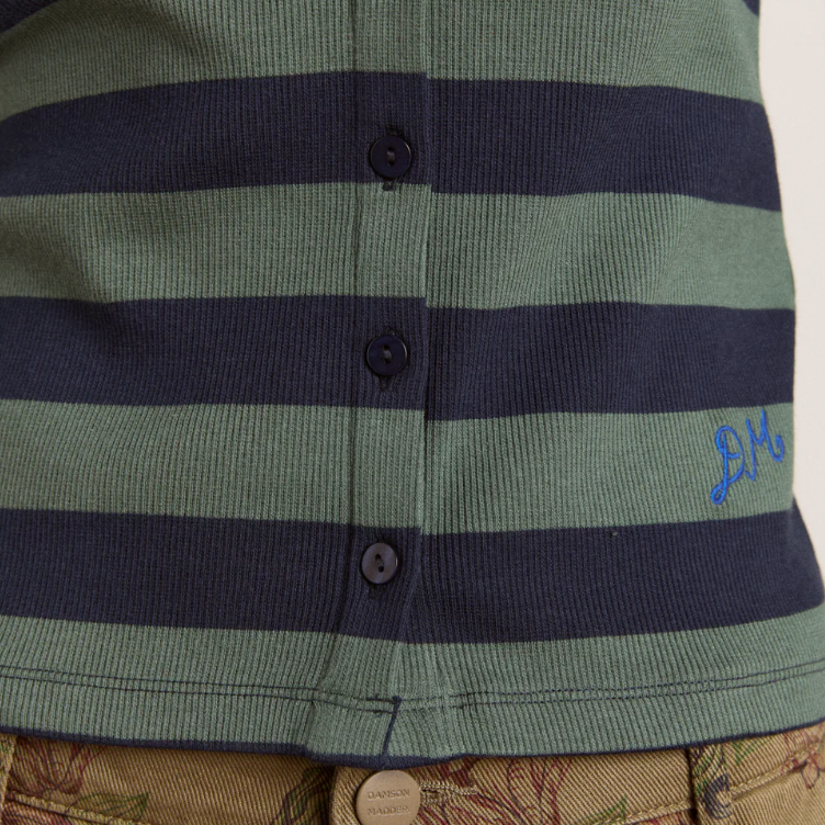 Green/Navy Stripe Sybil Crew Cardigan
