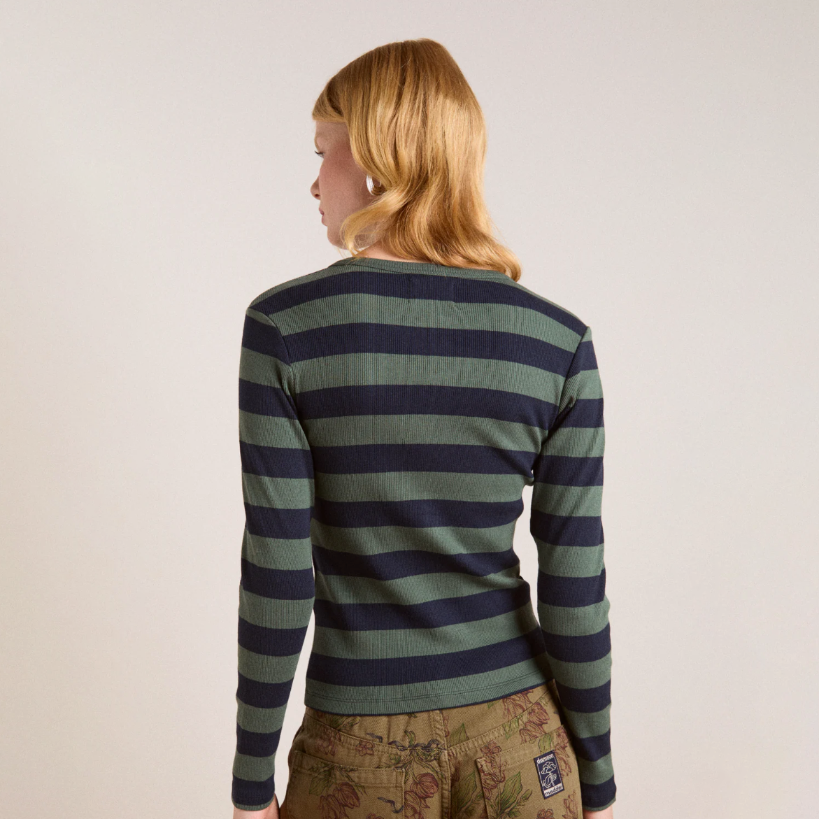 Green/Navy Stripe Sybil Crew Cardigan