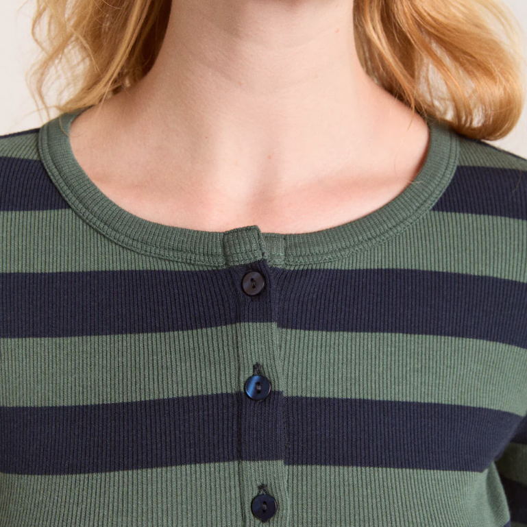 Green/Navy Stripe Sybil Crew Cardigan