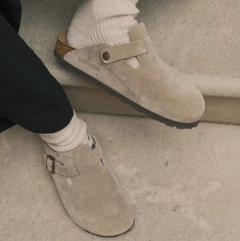 Taupe Boston Suede Leather Sandal