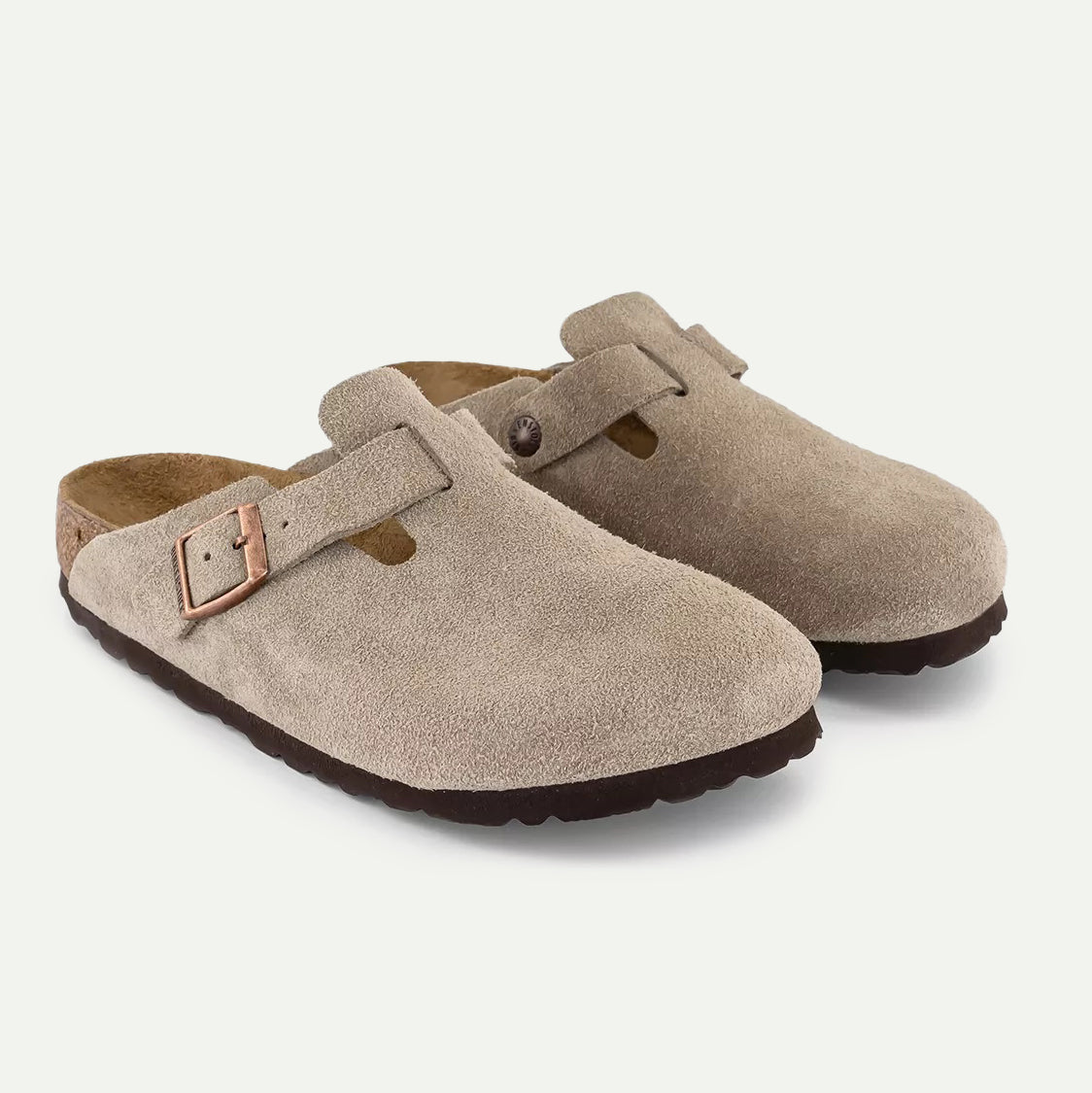 Taupe Boston Suede Leather Sandal