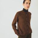 Tobacco Heathery High Neck Cardigan
