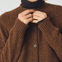 Tobacco Heathery High Neck Cardigan
