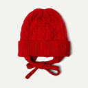 Red Cashmere Turn Up Tie Beanie