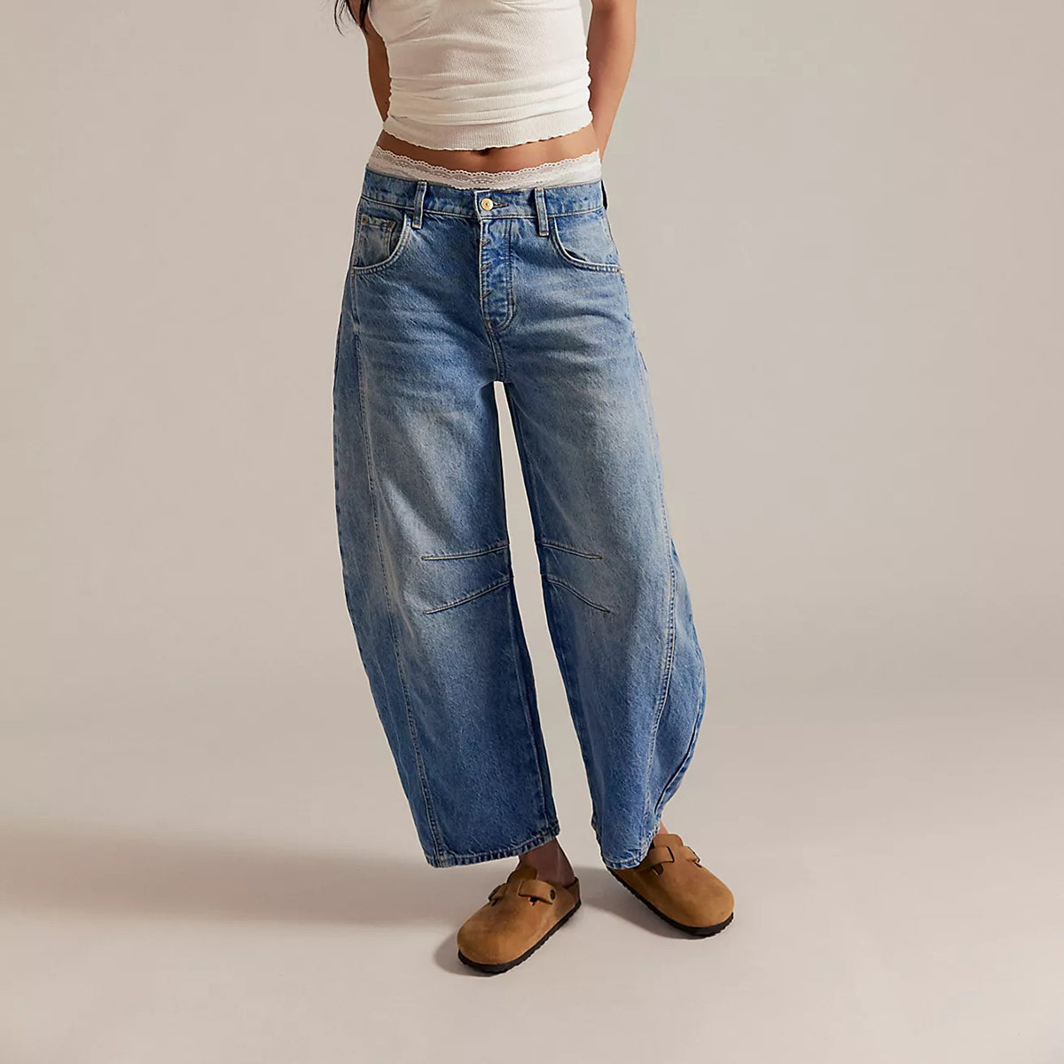 Blue Good Luck Barrel Jean