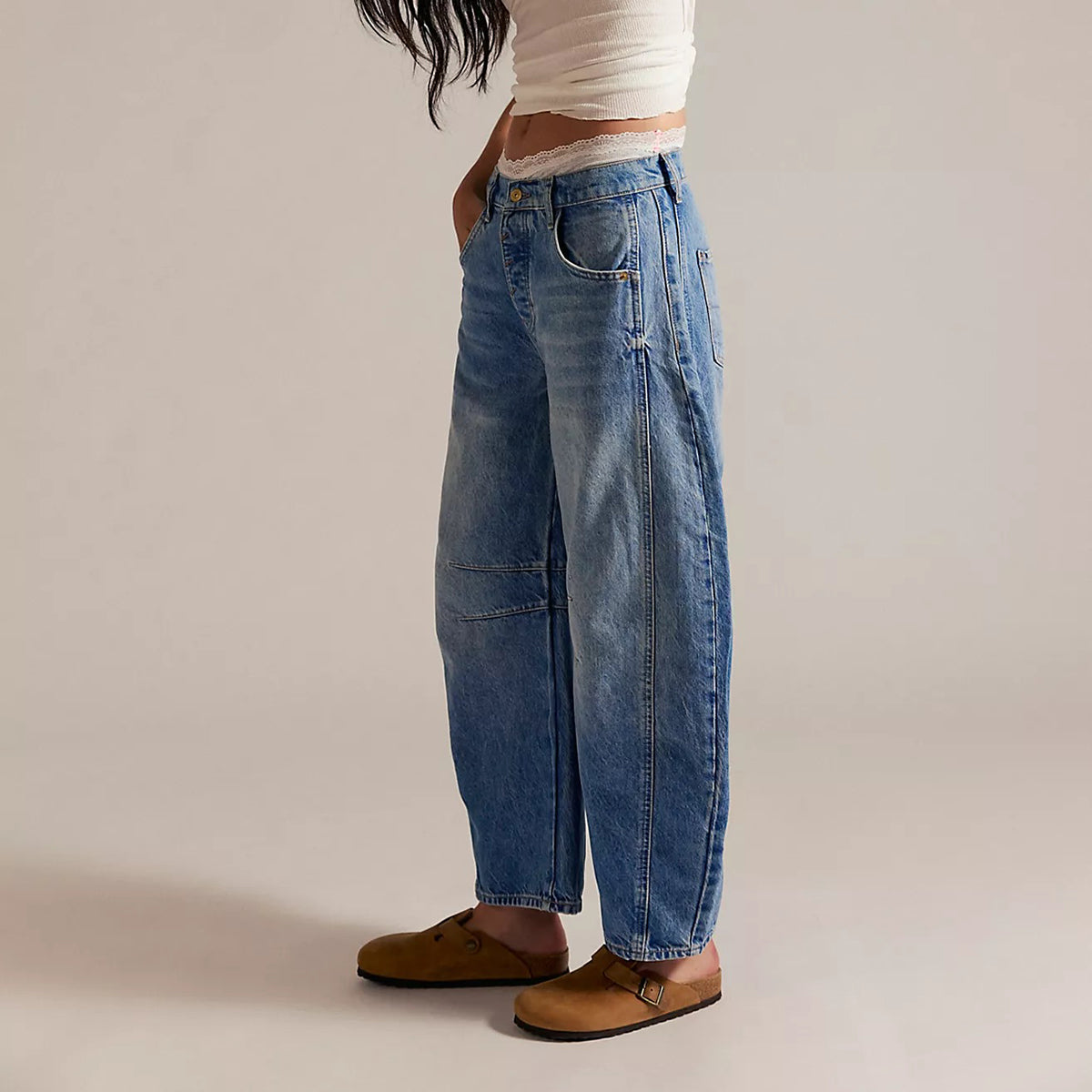 Blue Good Luck Barrel Jean