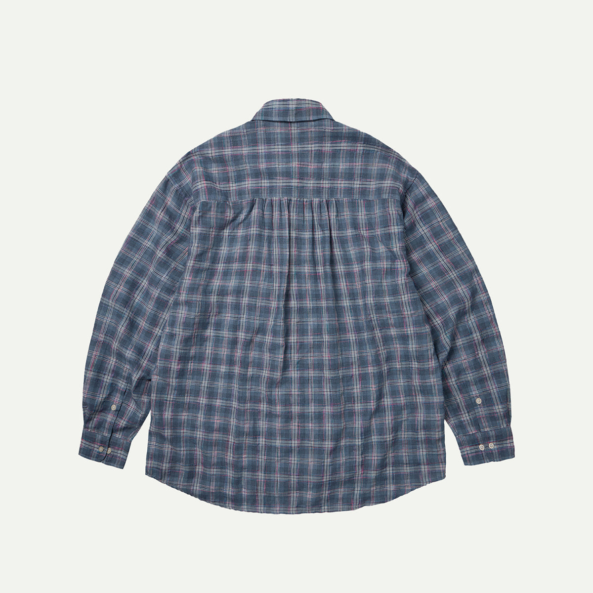 Blue Uneven Check Shirt