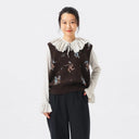 Brown Jacquard Knit Vest