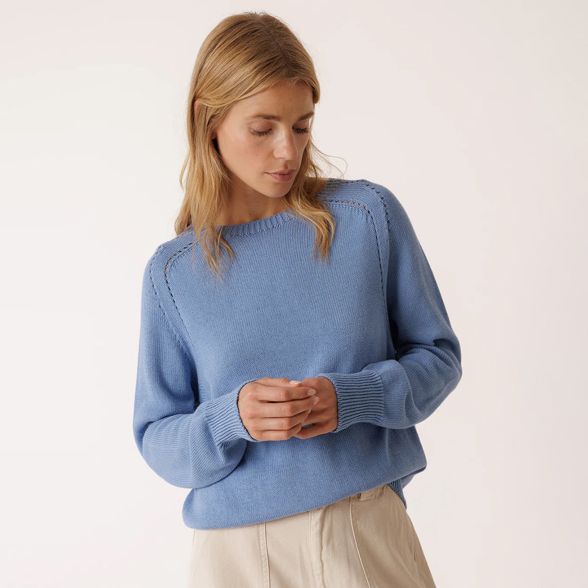 British Blue Loose Knit Sweat